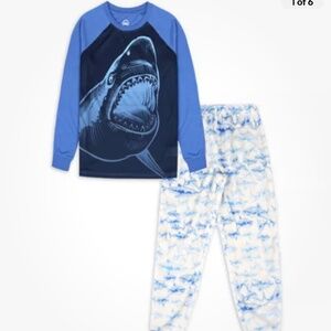 Wonder Nation Boys Blue Long Sleeves Shark Pajama Set Size XS (4-5) NEW